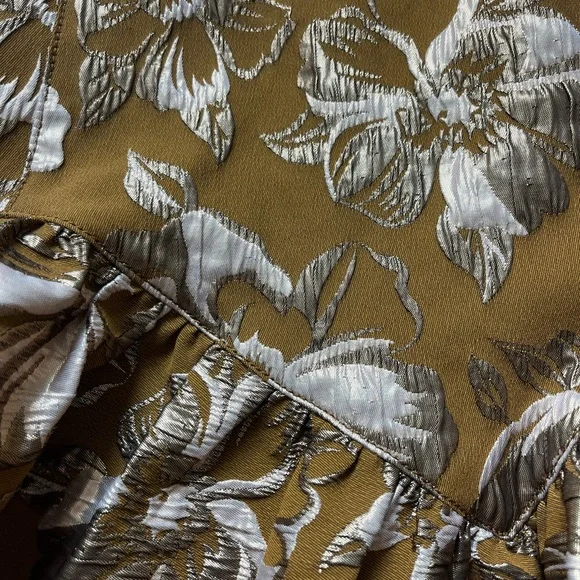 LoveShackFancy Gold Floral Ruffle Mini Skirt — XS - Picture 2 of 4